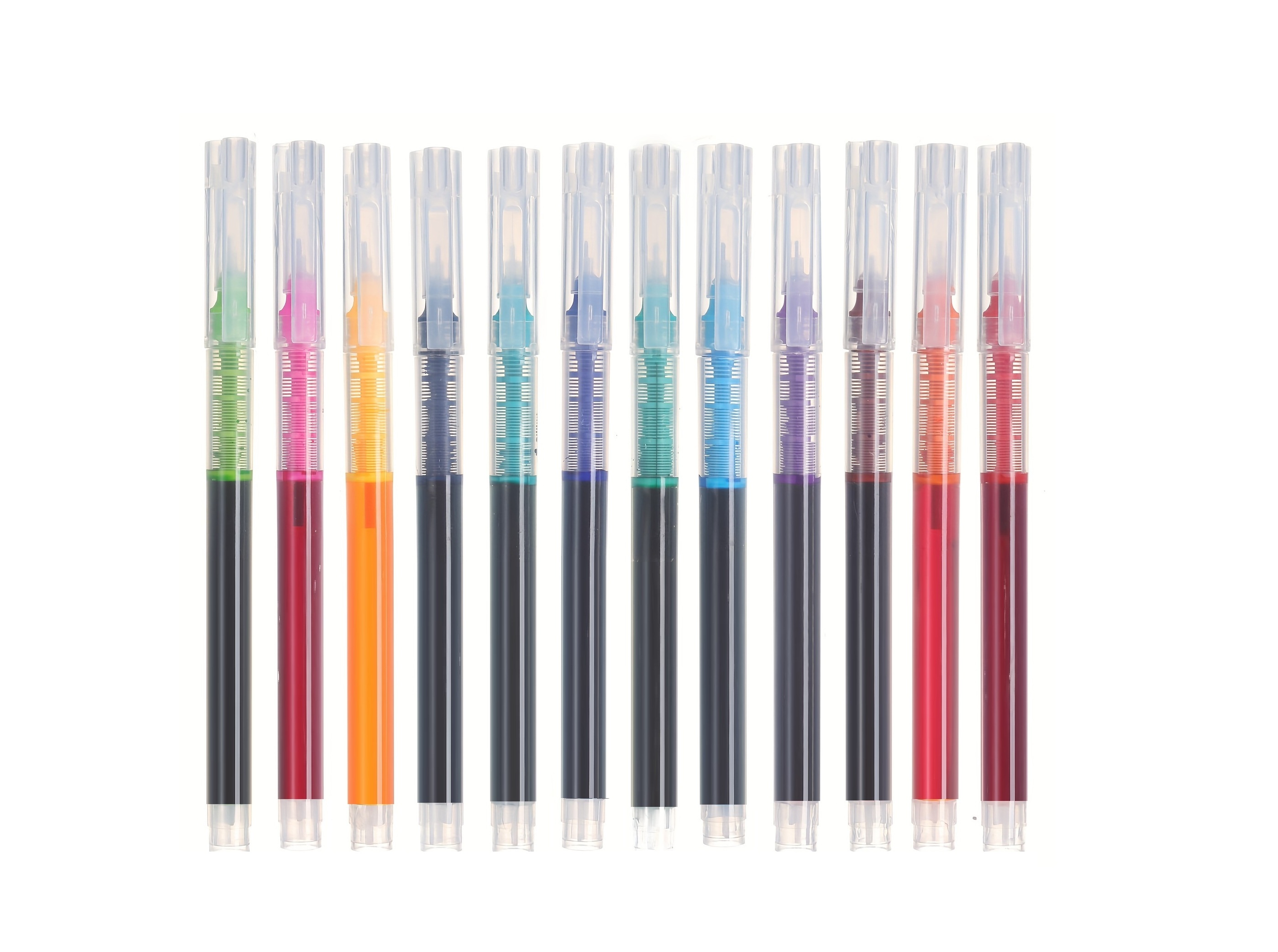 Lote de 12 estilógrafos: 9 de colores y 3 de tinta líquida 0.5mm
